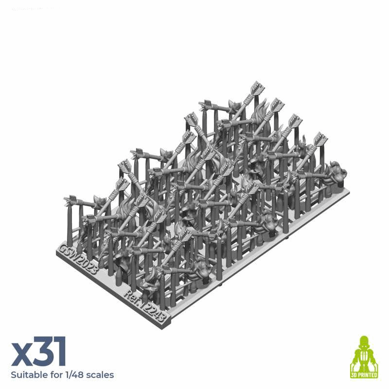 Model of flaming arrows from Green Stuff World on a white background