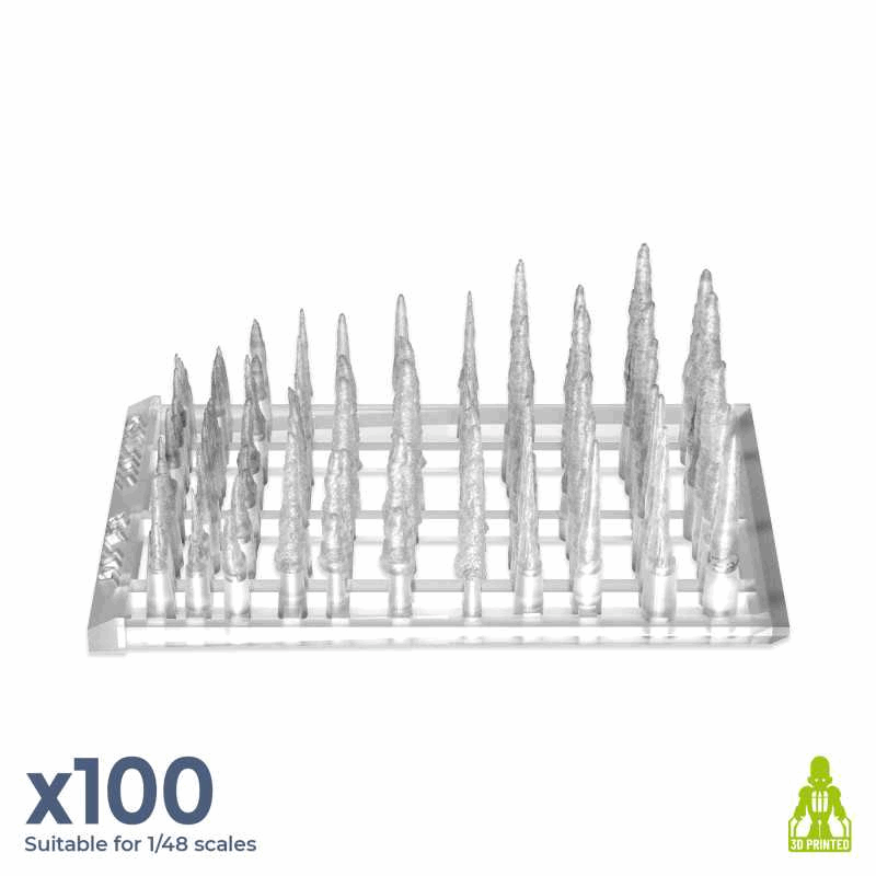 Resin icicles on a tray with 'Green Stuff World' branding and product details.