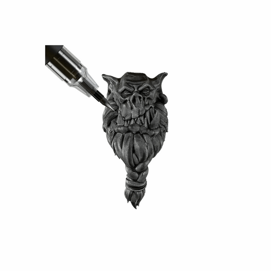 Grim Black painted orc head