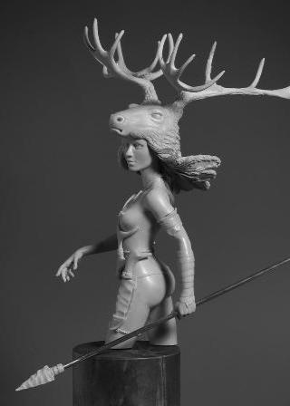 Bust - Deer Huntress