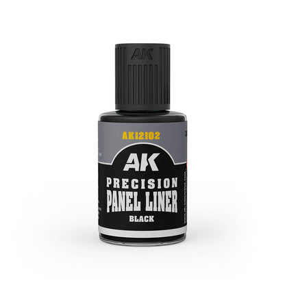Bottle of AK Precision Panel Liner Black on a white background
