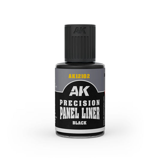 Bottle of AK Precision Panel Liner Black on a white background