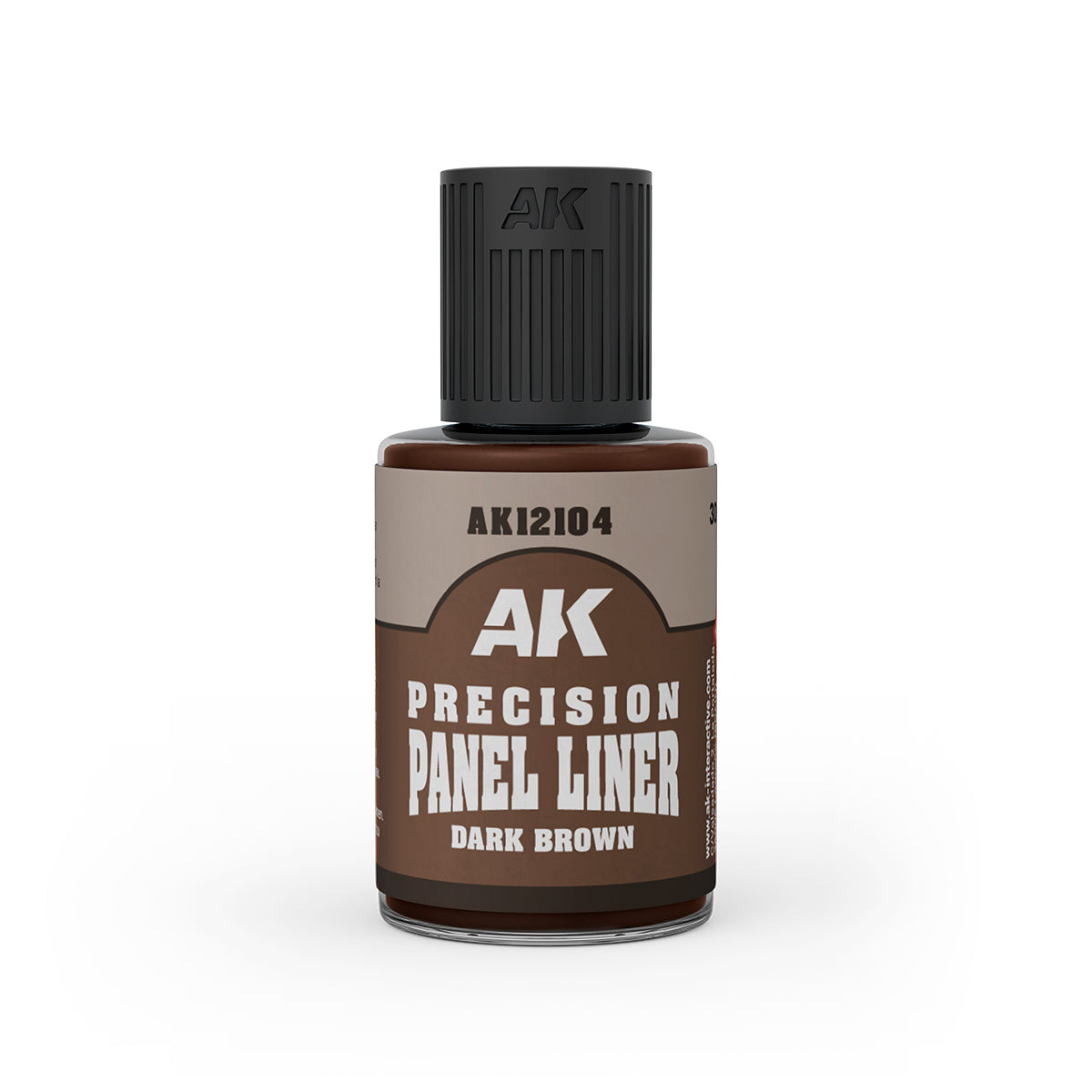 Bottle of AK Precision Panel Liner Dark Brown on a white background