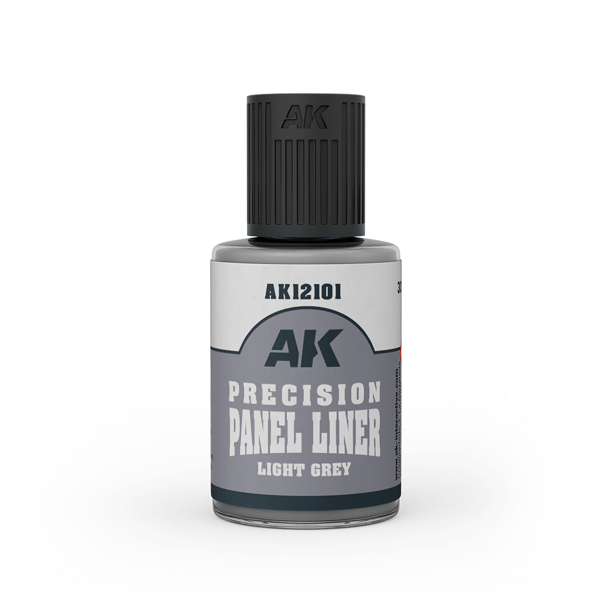 Bottle of AK Precision Panel Liner Light Grey on a white background