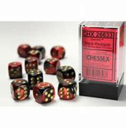 Dice D6 - Chessex - Gemini Black-Red/Gold 16mm d6 Dice Block (12 dice) - CHX26633