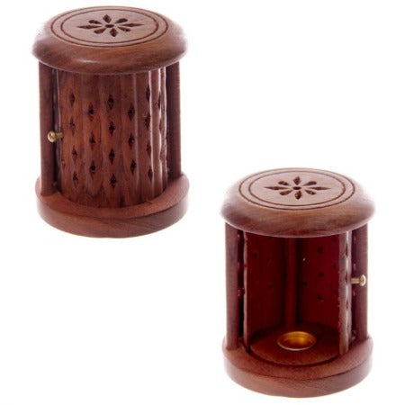 Incense Holder Cones - Sheesham Wood Carved Barrel