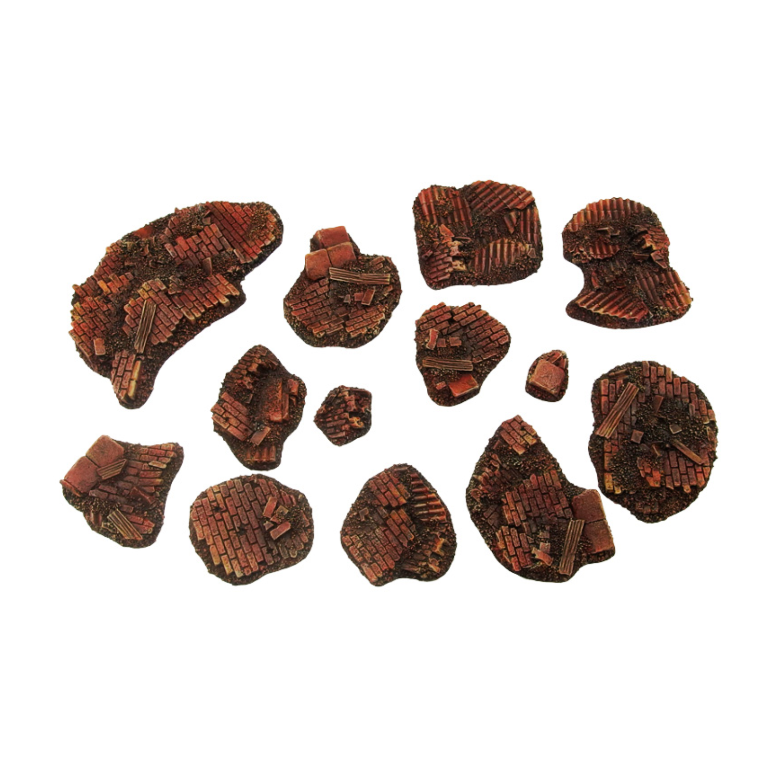Collection of brown textured stones on a white background