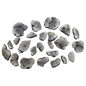 Collection of small stone fragments on a white background