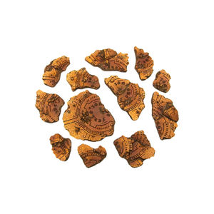 Collection of decorative stone pieces on a white background
