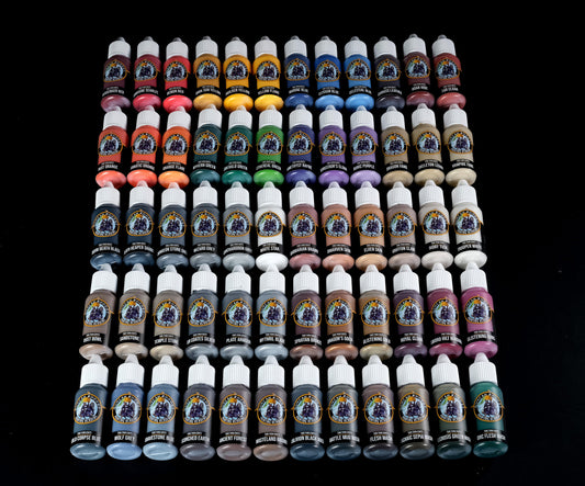 paint carrier filled with 60 bottles of two thin coats paint