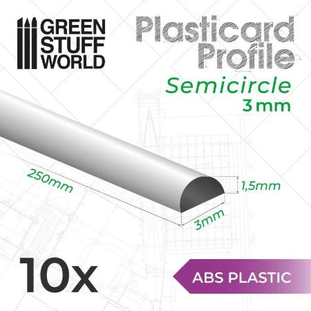 ABS Plasticard - Profile SEMICIRCLE 2 mm