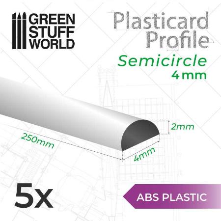 ABS Plasticard - Profile SEMICIRCLE 4mm