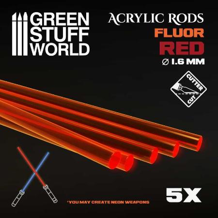 Acrylic Rods - Profile - Round 1.6 mm Fluor RED-ORANGE