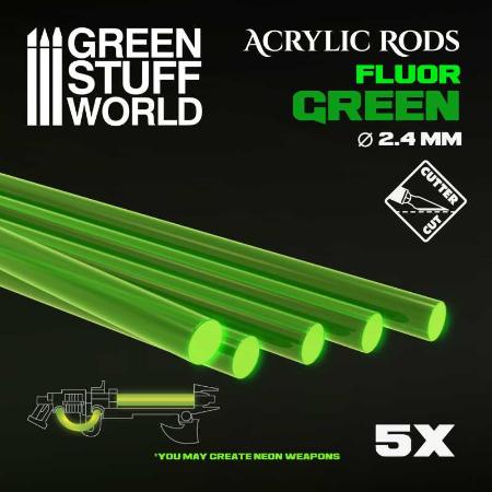 Acrylic Rods - Profile - Round 2.4 mm Fluor GREEN