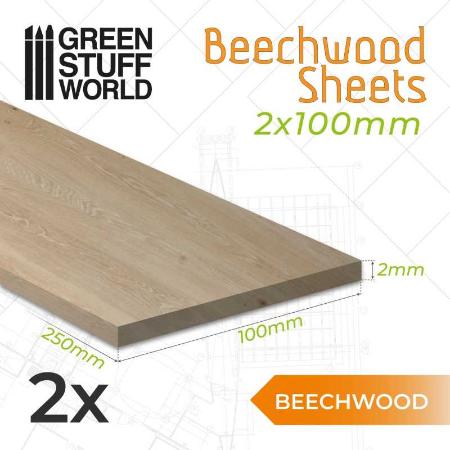 Beechwood sheet 2x100x250mm