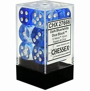 Dice D6 - Chessex - Nebula Dark Blue/White 16mm d6 Dice Block (12 dice) - CHX27666