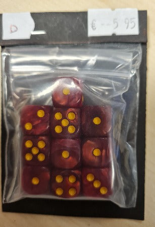 Dice D6 - Marble Red - 10 x 12mm