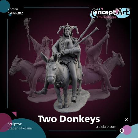 Two donkeys 75mm