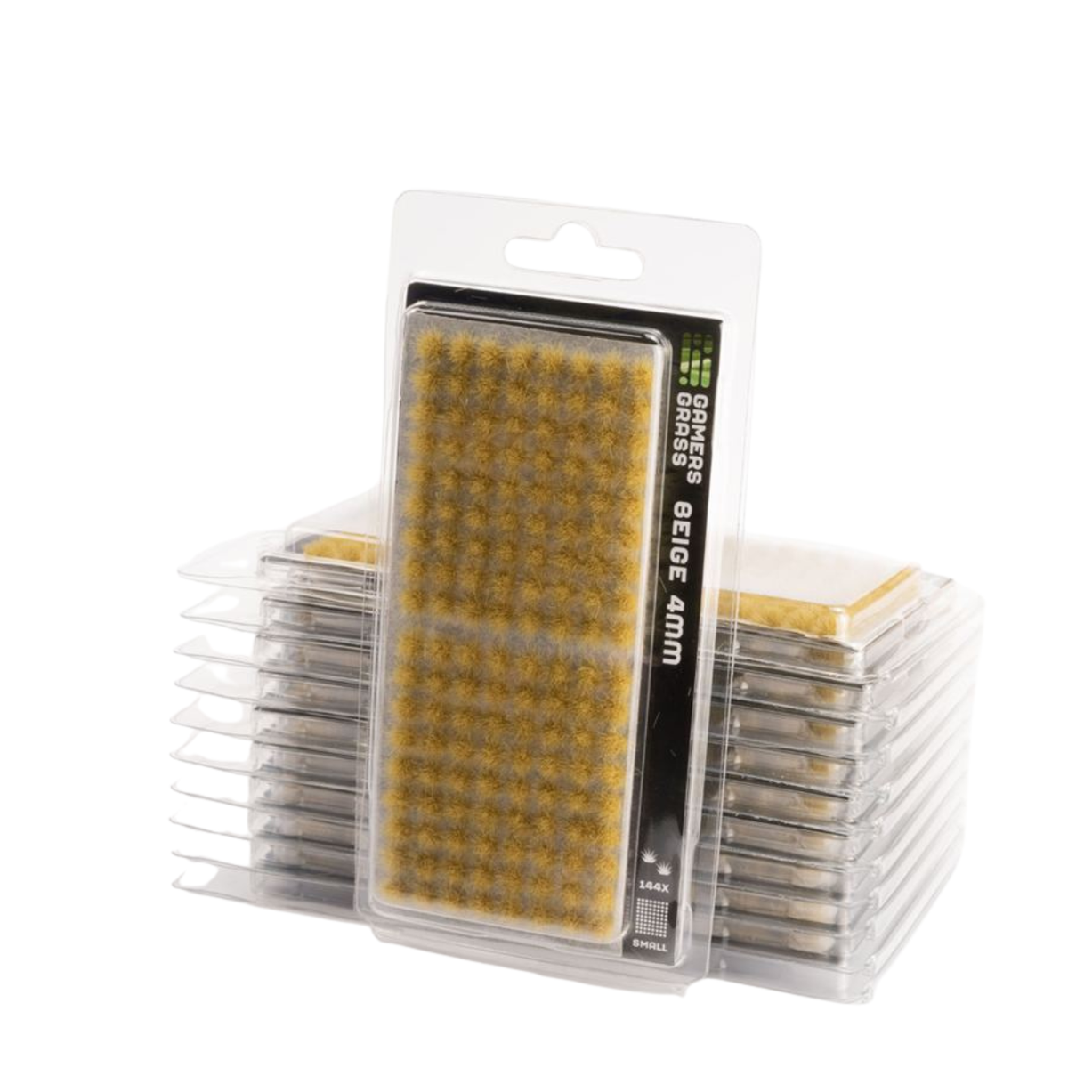 Pack of brass cleaning brushes in clear plastic blister packaging, with one brush standing upright in front and several more stacked behind it on a white background.