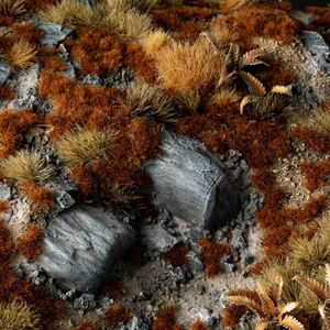 Close-up of a rocky surface with brown and green grasses