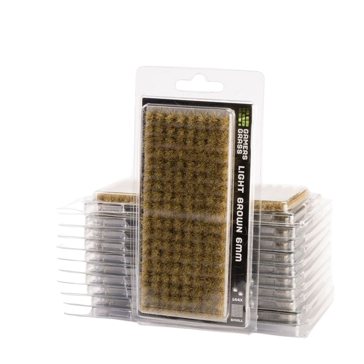 Packaged light brown 6mm dress carving brushes stacked in clear plastic trays against a white background.