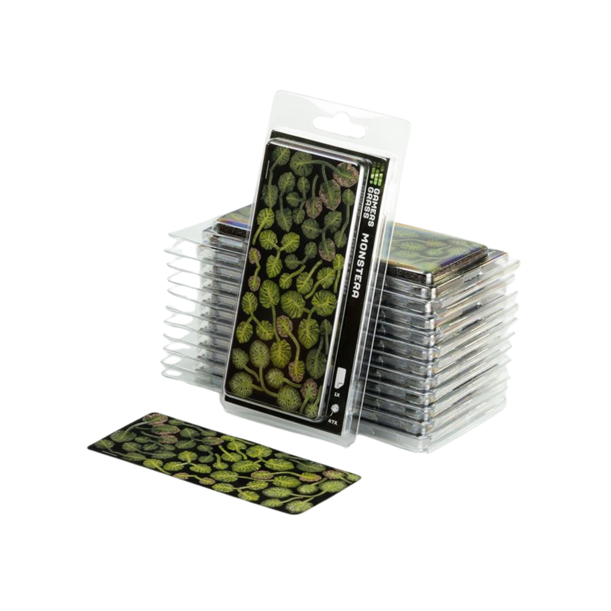 A pack of green moss felt felt mats shown in clear plastic blister packaging, with one mat displayed outside the package in front on a white background.