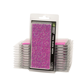 Pack of Sparkle Grass Thin Alien Neon glitter sticks in pink and purple, shown in a clear blister pack with stacks of the same product behind it on a white background.