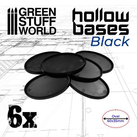 Greenstuff World - Hollow Plastic Bases - Black Oval 60x35mm