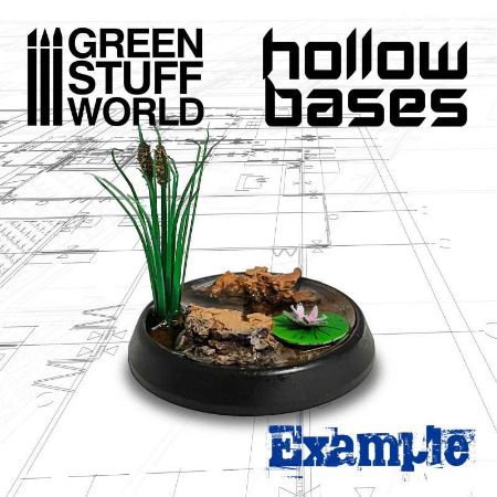 Greenstuff World - Hollow Plastic Bases - Black - Round 32mm