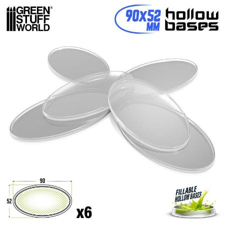 Greenstuff World - Hollow Plastic Bases - Transparent - Oval 90 x 52 mm