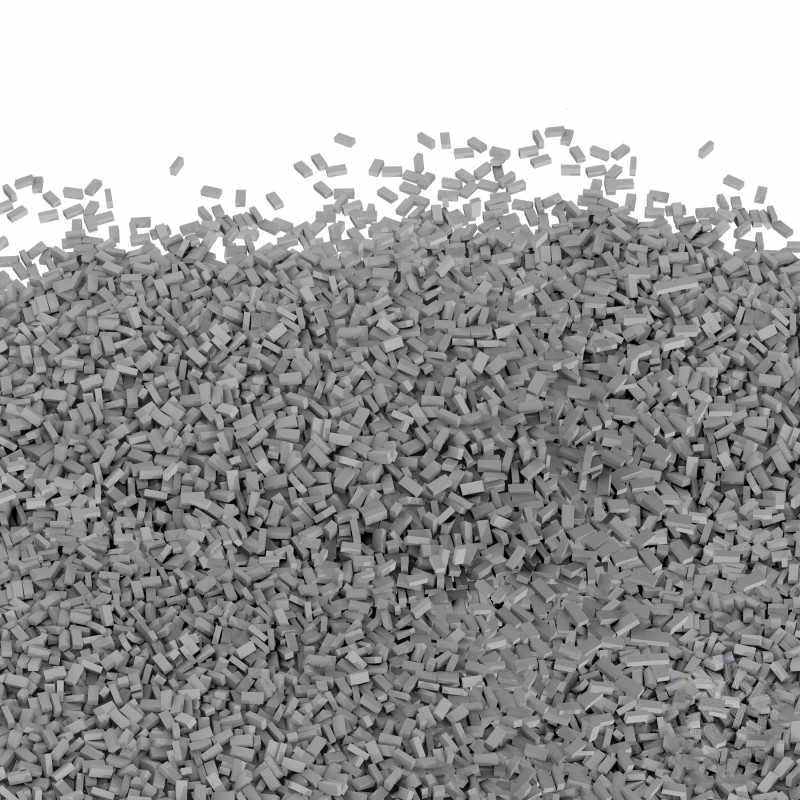Gray granules or pellets on a white background