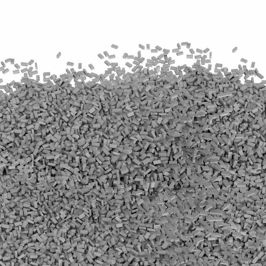 Gray granules or pellets on a white background