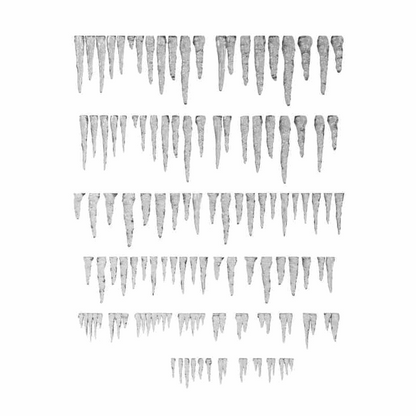 Illustration of icicles arranged in a grid on a white background