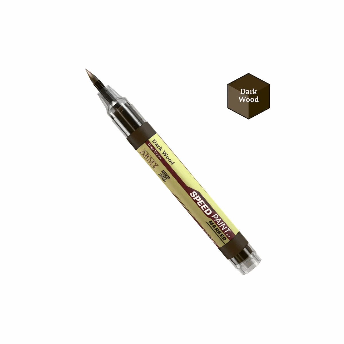 Speed Paint pen with dark wood color option on a white background