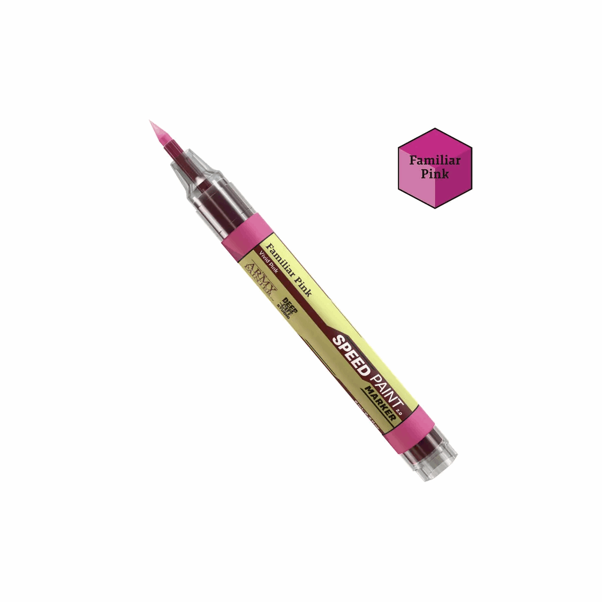 Speed Paint pen with pink and yellow design on a white background