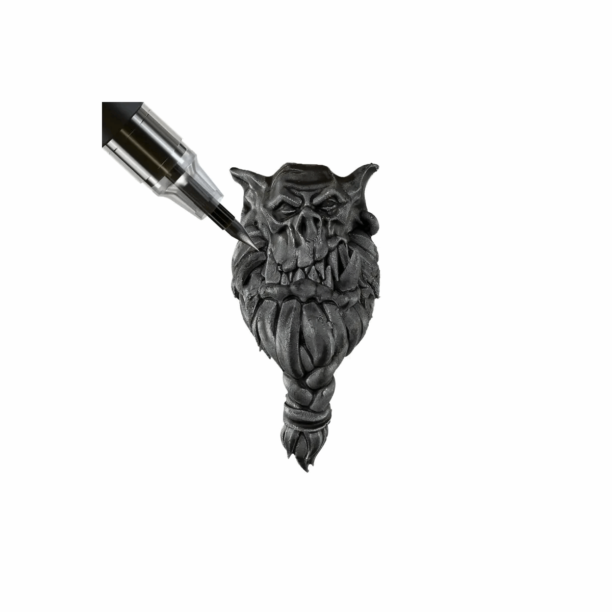 Grim Black painted orc head