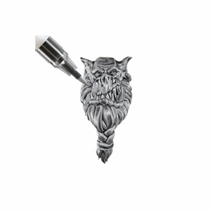 Polished Silver painted orc head