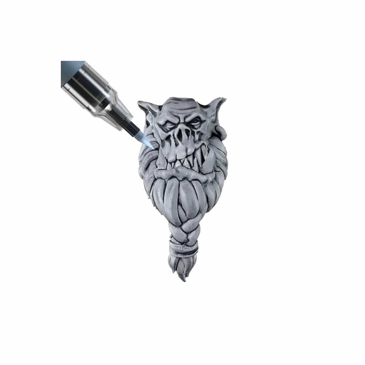 Decorative object with a wolf head design on a white background