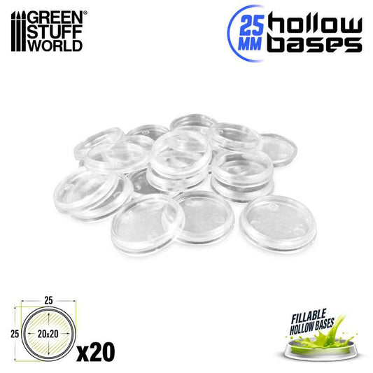Greenstuff World - Hollow Plastic Bases - Transparent - Round 25 mm